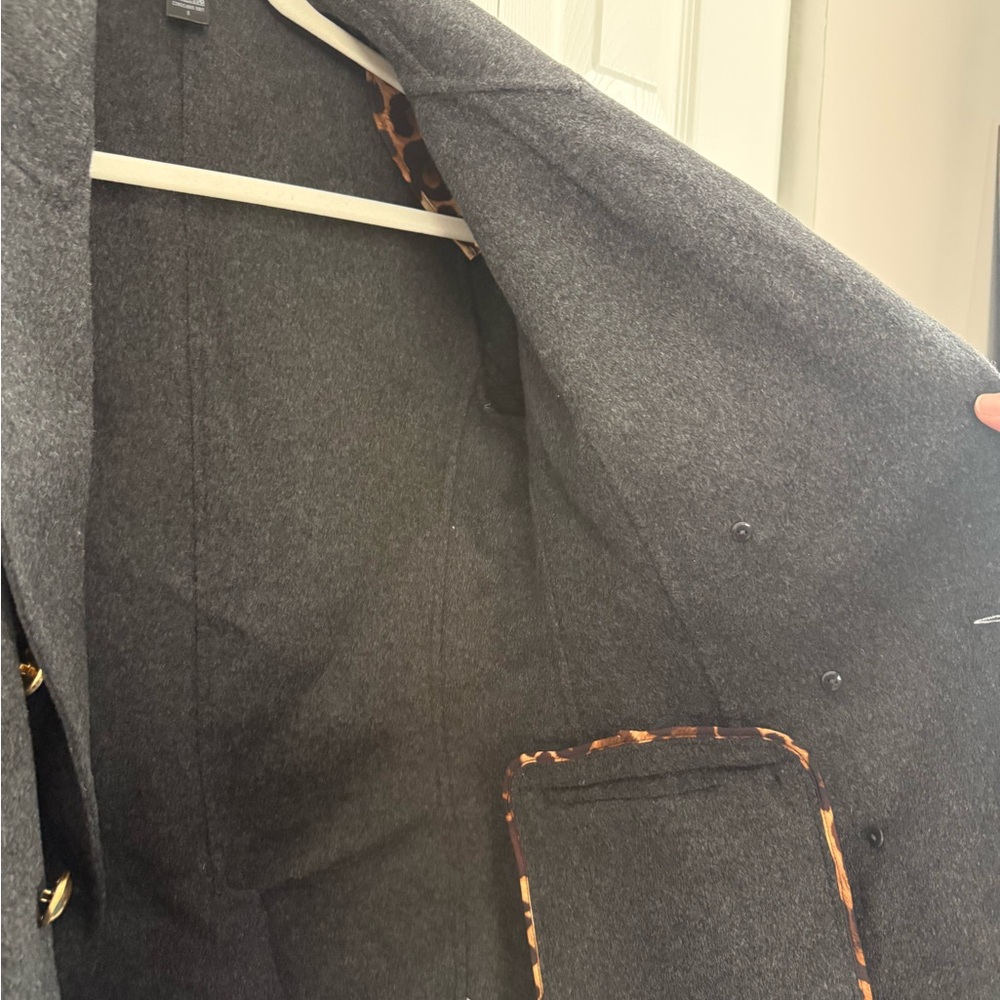 Express Double-Breasted Charcoal Gray Blazer with Gold Buttons - Picture 3 of 6